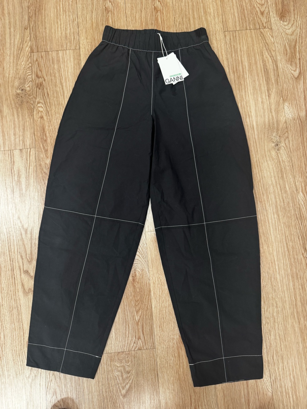 NWT Ganni Black Elasticated Curved Pants